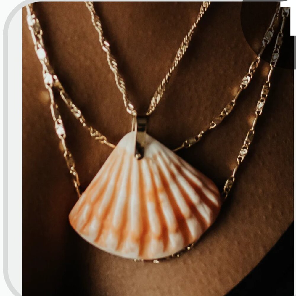 Shakti Jewelry Coral Shell Pendant $138